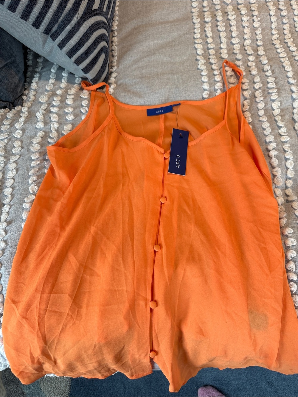 NWT Apt. 9 Bright Orange Button-Front Spaghetti Strap Camisole